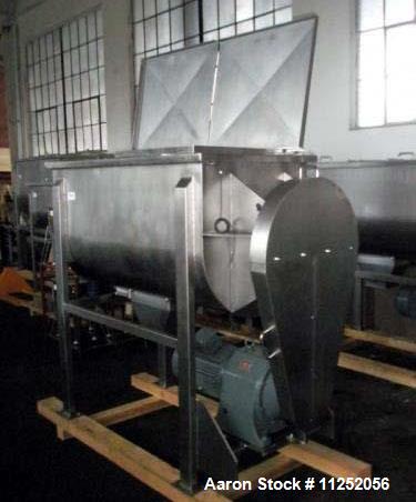 Unused- New Double Ribbon Mixer. 35 cubic foot working capacity, heavy duty, polished 304 stainless steel contacts. 64” long...