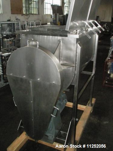 Unused- New Double Ribbon Mixer. 35 cubic foot working capacity, heavy duty, polished 304 stainless steel contacts. 64” long...