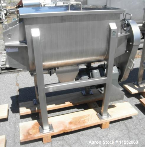 Unused- New Double Ribbon Mixer. 5 cubic foot working capacity, polished 304 stainless steel contacts. Trough measures 32" l...