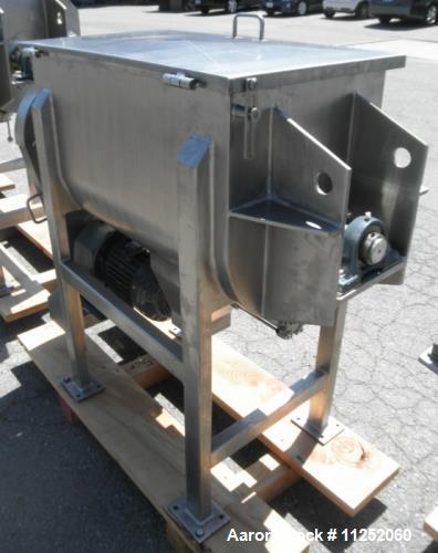 Unused- New Double Ribbon Mixer. 5 cubic foot working capacity, polished 304 stainless steel contacts. Trough measures 32" l...