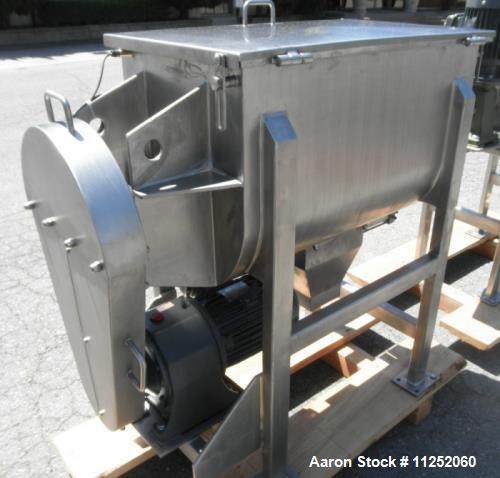Unused- New Double Ribbon Mixer. 5 cubic foot working capacity, polished 304 stainless steel contacts. Trough measures 32" l...