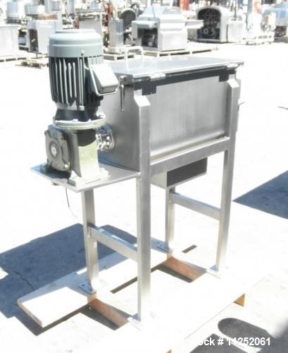 Unused- New Double Ribbon Mixer. 2.5 cubic foot working capacity. Polished 304 stainless steel contacts, 26" long x 14" wide...