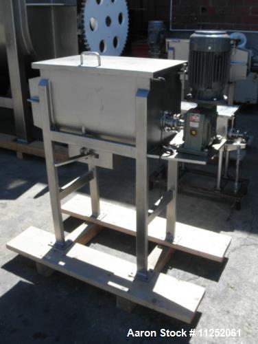 Unused- New Double Ribbon Mixer. 2.5 cubic foot working capacity. Polished 304 stainless steel contacts, 26" long x 14" wide...