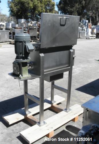 Unused- New Double Ribbon Mixer. 2.5 cubic foot working capacity. Polished 304 stainless steel contacts, 26" long x 14" wide...