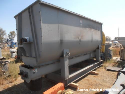Used- Double Ribbon Mixer. Approximately 300 cubic feet total capacity (275 cubic feet working capacity), carbon steel const...