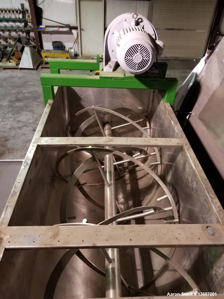 Used- 100 Cubic Foot Double Spiral Ribbon Mixer, Stainless Steel.