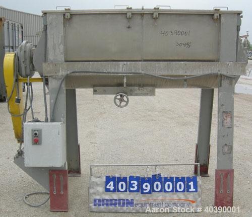 Used Double spiral ribbon blender, approximate 29 cubic feet working capacity, 304 stainless steel. Non-Jacketed trough 72" long x 28" wide x approximately 31" deep.  2 1/2" diameter shaft,  inner ri...