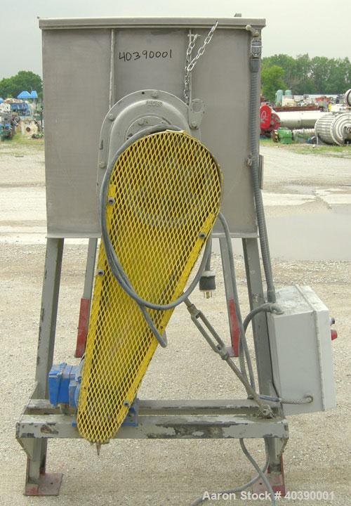 Used Double spiral ribbon blender, approximate 29 cubic feet working capacity, 304 stainless steel. Non-Jacketed trough 72" long x 28" wide x approximately 31" deep.  2 1/2" diameter shaft,  inner ri...