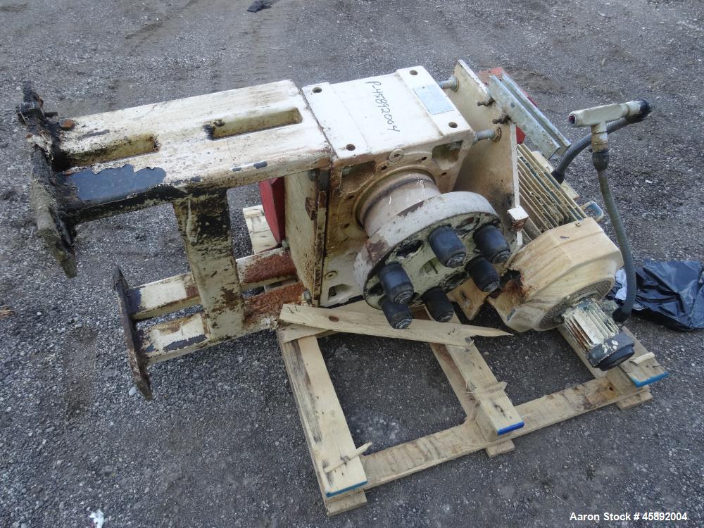 Used MAP s.r.l Double Spiral Ribbon Blender, Approximate 65 Cubic Feet, 304 Stainless Steel. Carbon steel dimple jacketed trough approximate 41" wide x 79" long x 47" deep, not rated. 4-1/2" Diameter...