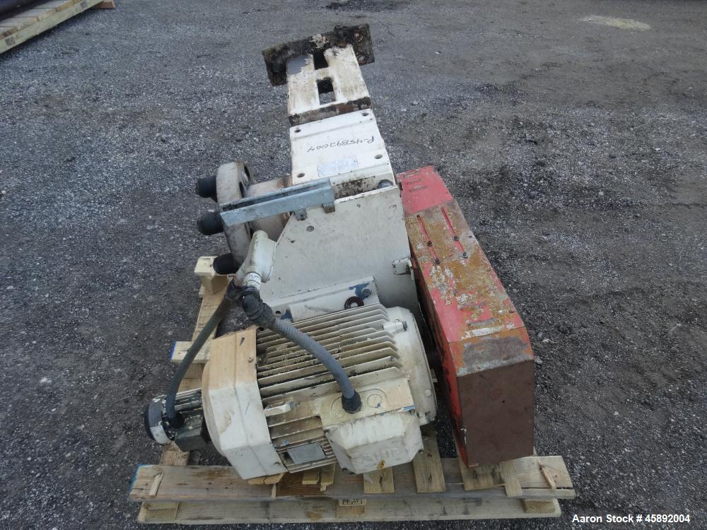 Used MAP s.r.l Double Spiral Ribbon Blender, Approximate 65 Cubic Feet, 304 Stainless Steel. Carbon steel dimple jacketed trough approximate 41" wide x 79" long x 47" deep, not rated. 4-1/2" Diameter...