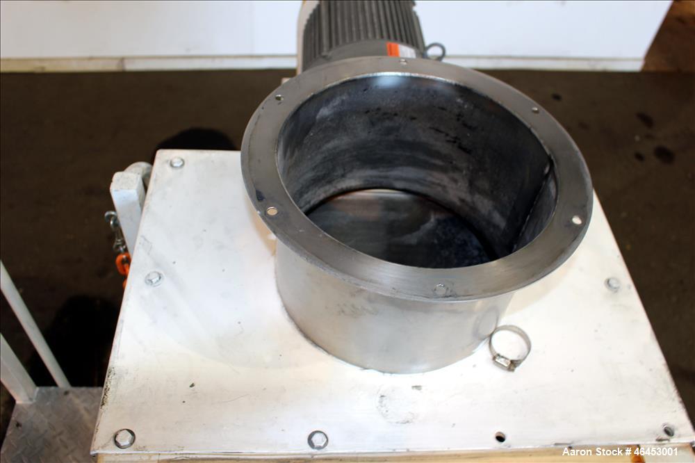 Used Double Spiral Ribbon Blender, Approximately 9.6 Cubic Feet, 304 Stainless Steel. Non-jacketed trough 48" long x 19-3/4" wide x 31" deep. 2-1/4" Diameter shaft, inner ribbon 2" wide x 1/4" thick,...