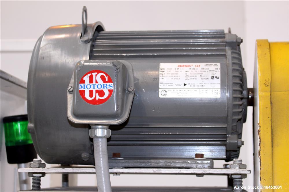 Used Double Spiral Ribbon Blender, Approximately 9.6 Cubic Feet, 304 Stainless Steel. Non-jacketed trough 48" long x 19-3/4" wide x 31" deep. 2-1/4" Diameter shaft, inner ribbon 2" wide x 1/4" thick,...