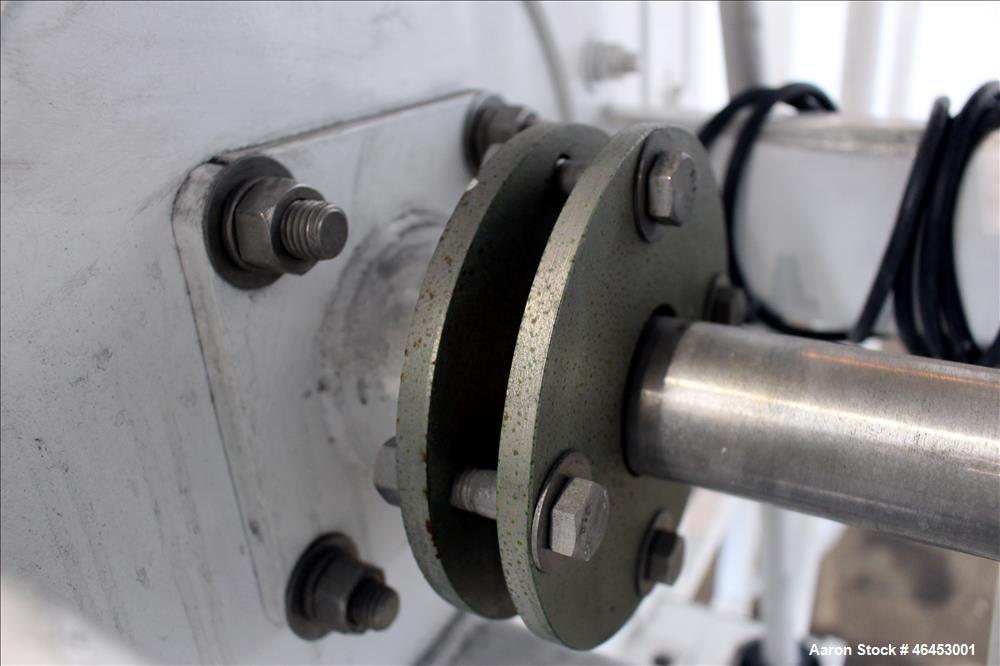 Used Double Spiral Ribbon Blender, Approximately 9.6 Cubic Feet, 304 Stainless Steel. Non-jacketed trough 48" long x 19-3/4" wide x 31" deep. 2-1/4" Diameter shaft, inner ribbon 2" wide x 1/4" thick,...