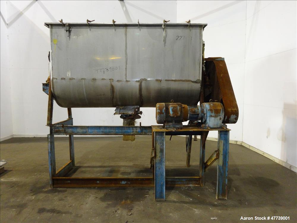 Used- Ribbon Blender, Approximate 70 Cubic Feet, 304 Stainless Steel.