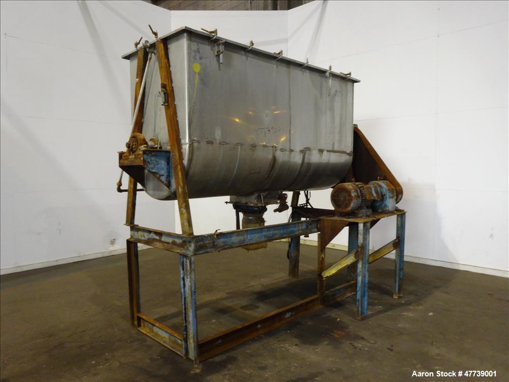 Used- Ribbon Blender, Approximate 70 Cubic Feet, 304 Stainless Steel.