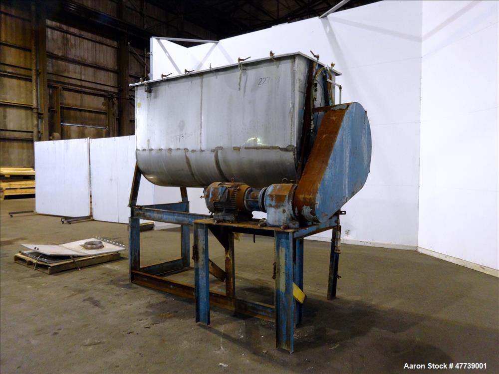 Used- Ribbon Blender, Approximate 70 Cubic Feet, 304 Stainless Steel.