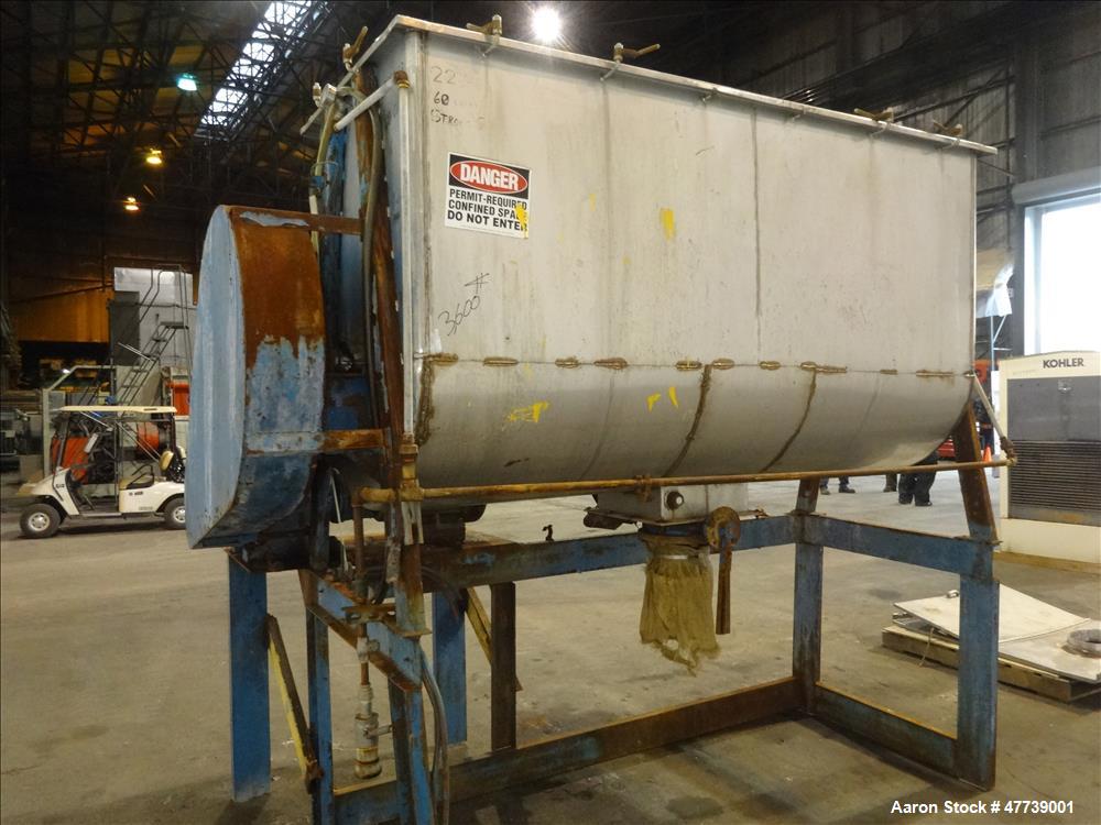 Used Ribbon Blender, Approximate 70 Cubic Feet, 304 Stainless Steel.