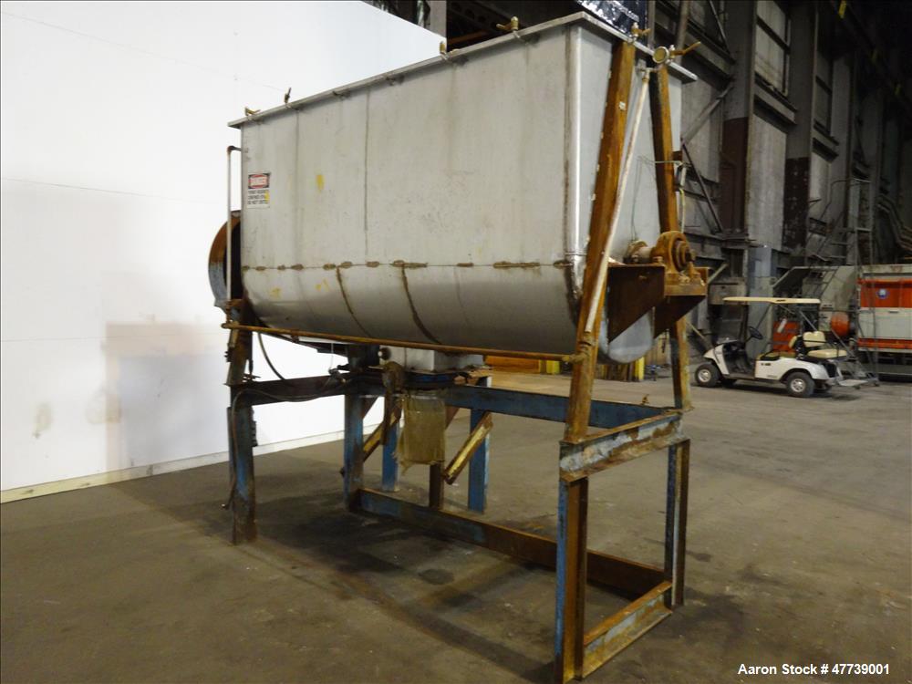 Used- Ribbon Blender, Approximate 70 Cubic Feet, 304 Stainless Steel.