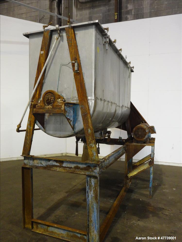 Used- Ribbon Blender, Approximate 70 Cubic Feet, 304 Stainless Steel.