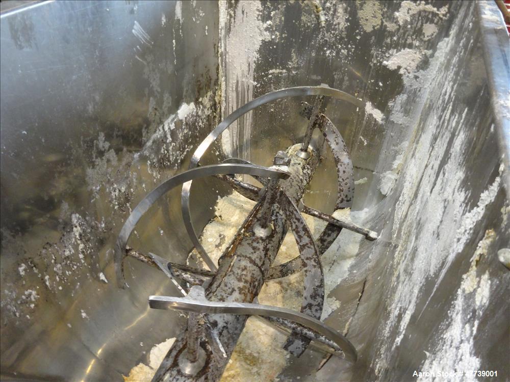 Used Ribbon Blender, Approximate 70 Cubic Feet, 304 Stainless Steel.
