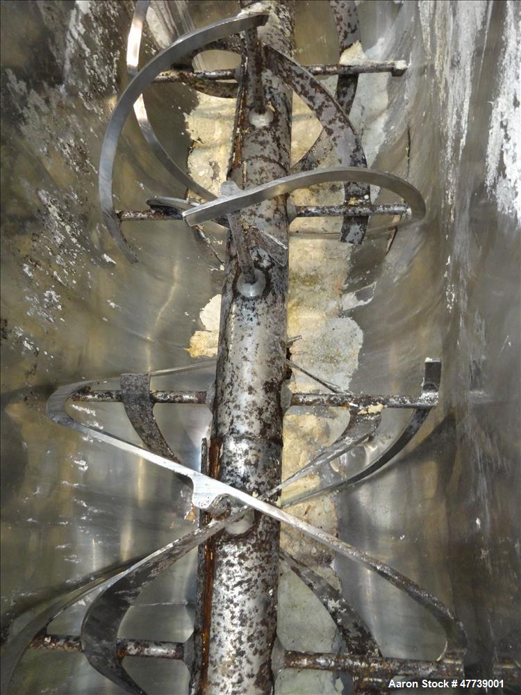 Used Ribbon Blender, Approximate 70 Cubic Feet, 304 Stainless Steel.