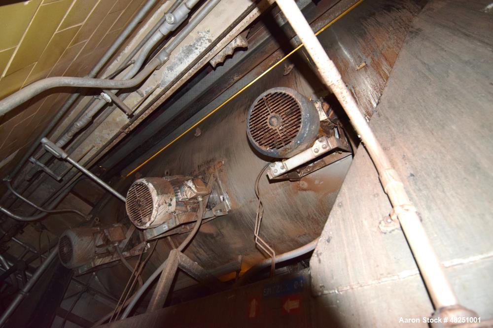 Used Double Spiral Ribbon Blender, Approximate 267 Cubic Feet Working Capacity, Stainless Steel. Non-jacketed trough 60" wide x 144" long x approximate 68" deep. 8" Diameter shaft, (2) inner ribbons ...