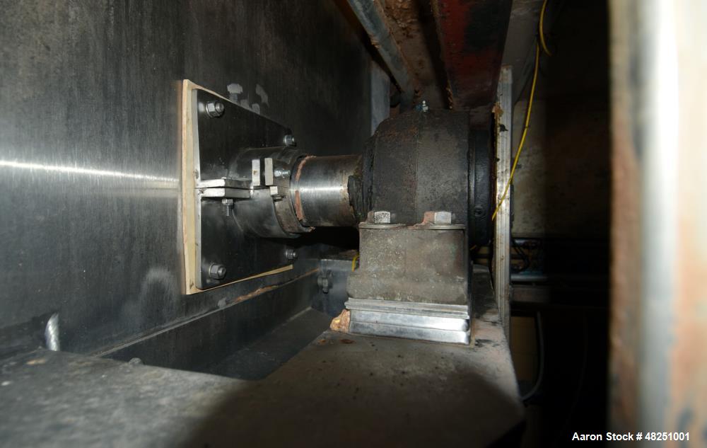 Used Double Spiral Ribbon Blender, Approximate 267 Cubic Feet Working Capacity, Stainless Steel. Non-jacketed trough 60" wide x 144" long x approximate 68" deep. 8" Diameter shaft, (2) inner ribbons ...