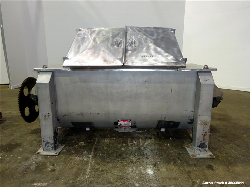 Used- Ribbon Blender, Approximate 36 Cubic Foot Capacity, 304 Stainless Steel.