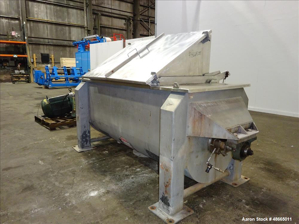 Used- Ribbon Blender, Approximate 36 Cubic Foot Capacity, 304 Stainless Steel.
