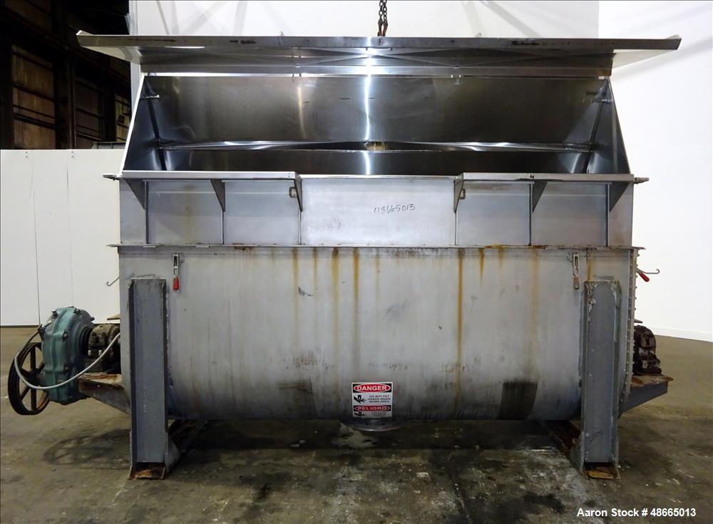 Used Ribbon Blender, Approximate 103 Cubic Foot Capacity, 304 Stainless Steel.