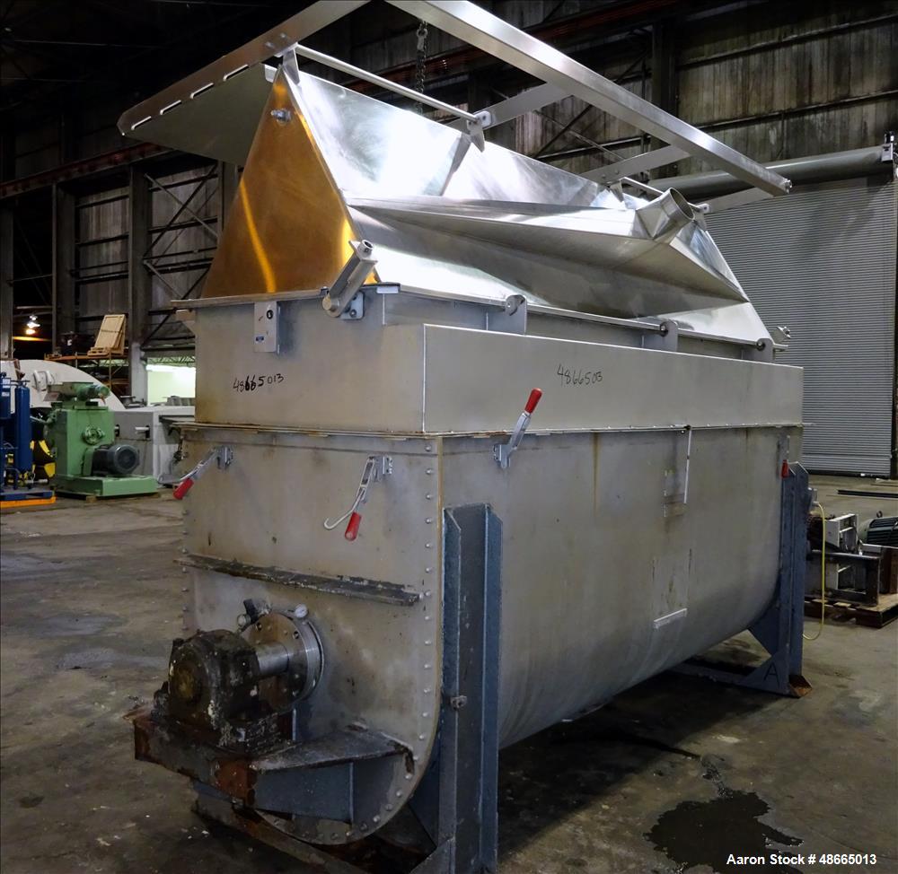Used Ribbon Blender, Approximate 103 Cubic Foot Capacity, 304 Stainless Steel.