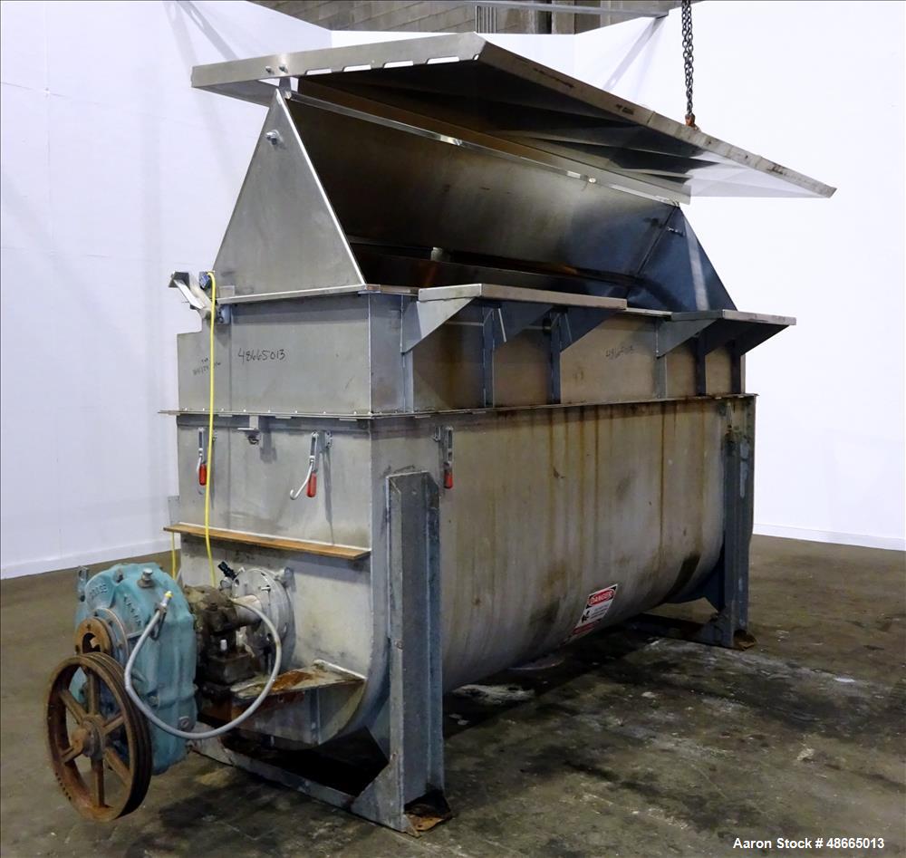 Used Ribbon Blender, Approximate 103 Cubic Foot Capacity, 304 Stainless Steel.