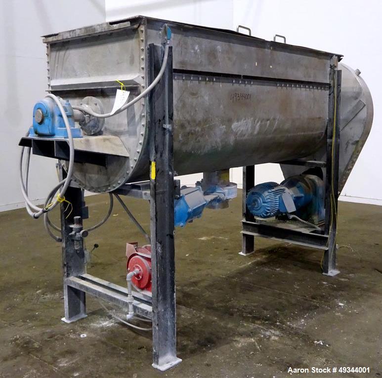 Used- Double Spiral Ribbon Blender, Approximate 64 Cubic Feet Working Capacity.