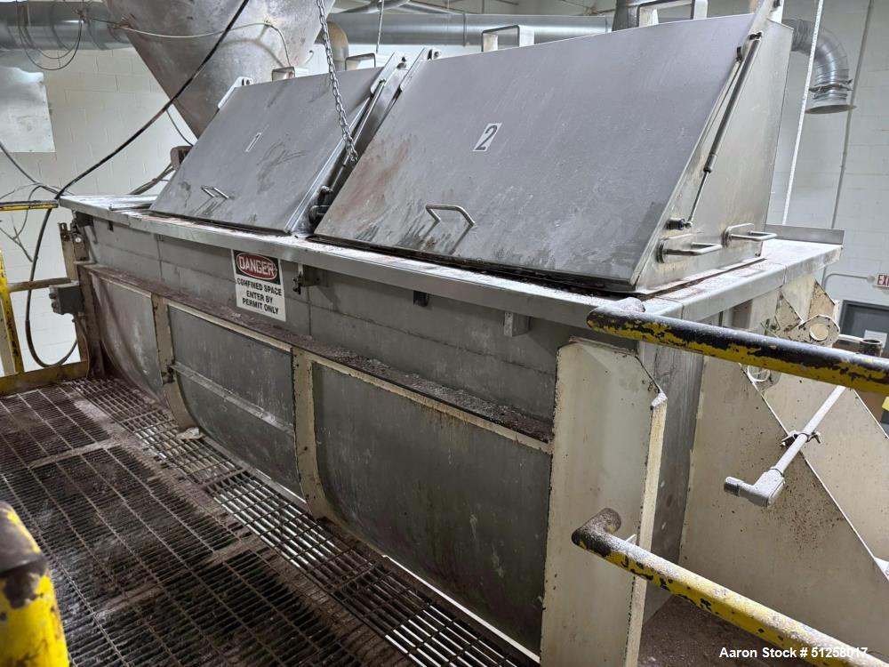 Used Industrial Double Spiral Ribbon Blender, 170 Cubic Foot, Stainless Steel Construction