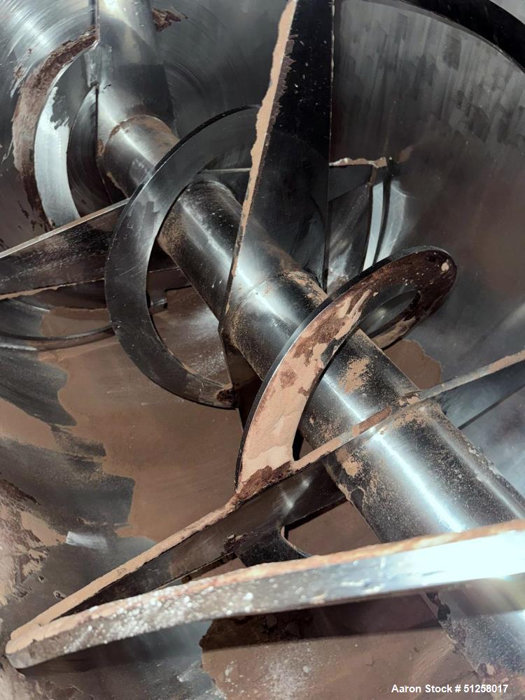 Used Industrial Double Spiral Ribbon Blender, 170 Cubic Foot, Stainless Steel Construction