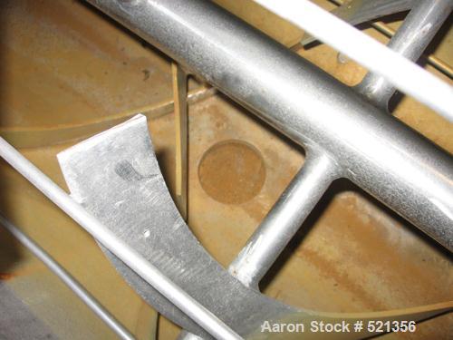 USED: Stainless steel double ribbon blender, approximately 13 cu ftworking capacity. Trough measures 21" wide x 24" deep x 48" long.Inner ribbon 2-1/4" wide x 1/4" thick, 2-1/2" diameter shaft. Hinge...