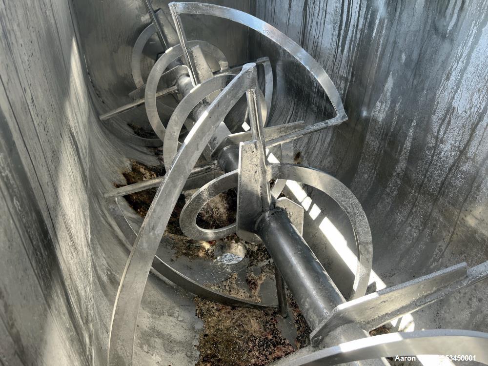 Used 80 Cu. Ft. Stainless Steel Double Spiral Ribbon Blender – 304 SS, Carbon Steel Frame