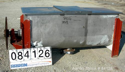 Used Double Spiral Ribbon Blender, 36 Cubic Foot Working Capacity, 304 Stainless Steel. Non-jacketed trough 29-1/2" wide x 78" long x approximately 32" deep. 3" diameter shaft. Inner ribbon 2" wide x...