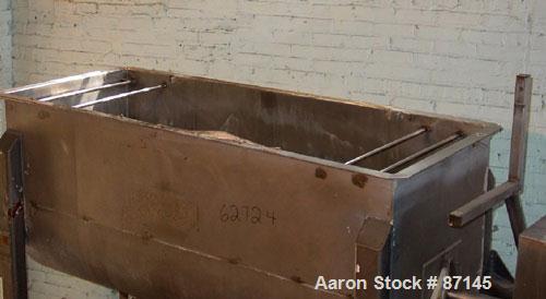 Used Double Spiral Ribbon Blender, 36 cubic feet working capacity, stainless steel. Non-jacketed trough 30" wide x 78" long x approximately 36" deep. 3-1/2" diameter shaft, inner ribbon 2" wide x 3/8...
