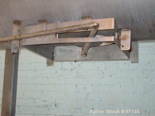 Used Double Spiral Ribbon Blender, 36 cubic feet working capacity, stainless steel. Non-jacketed trough 30" wide x 78" long x approximately 36" deep. 3-1/2" diameter shaft, inner ribbon 2" wide x 3/8...