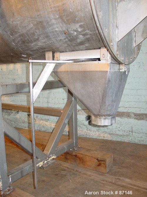 USED: Double spiral ribbon blender, 36 cubic feet working capacity, stainless steel. Non-jacketed trough 30" wide x 78" long x approximately 36" deep. 3" diameter shaft, inner ribbon 2" wide x 1/4" t...