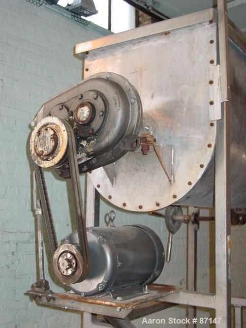 USED: Double spiral ribbon blender, 24 cubic feet working capacity, stainless steel. Non-jacketed trough 24" wide x 72" long x approximately 28" deep. 2-1/2" diameter shaft, inner ribbon 3" wide x 1/...
