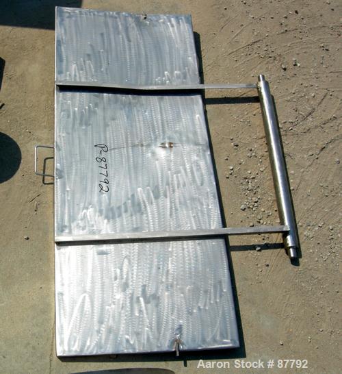 USED: Double spiral ribbon blender, 36 cubic feet working capacity, 304 stainless steel. Non-jacketed trough 30" wide x 78" long x approximately 34" deep. 3" diameter shaft, inner ribbon 2" wide x 5/...