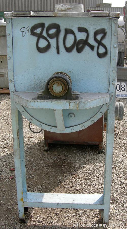 USED: Ribbon Blender, 23 cubic feet working capacity, 304 stainless steel. Dimple jacketed trough 26" wide x 66" long x approximately 28" deep, no rating. 2-1/2" diameter shaft, inner ribbon 2" wide ...