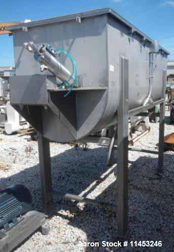 Used- A&M Process Double Spiral Ribbon Blender, Model RB1000. Approximate 100 Cubic Foot Working Capacity, Stainless Steel. ...