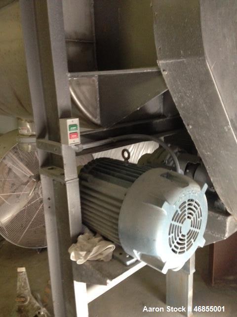 Used Aaron Process 55 Cu ft stainless steel double ribbon blender. Has a 25HP 3/60/230/460V motor.