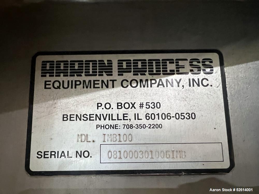 Usado- Aaron Process Equipment Double Ribbon Blender, modelo IMB-100. 100 pies cúbicos de capacidad de trabajo. Construido c...