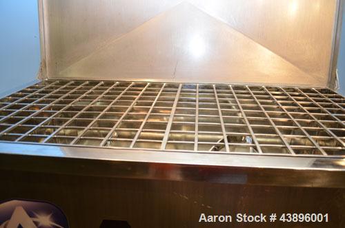 Used Aaron Process IMB-15 Ribbon Blender, 15 cubic feet capacity. Constructed of stainless steel material on all product contact areas, all external stiffeners, legs, ribs and supports. Inside trough...