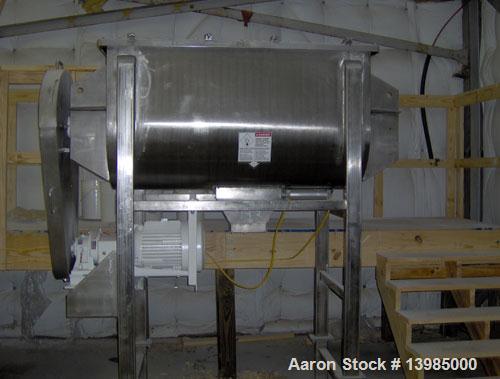 Used Aaron Process Equipment model IMB 35 double ribbon blender, 35 cubic feet. Trough constructed of stainless steel material on all product contact areas. All external stiffeners, ribs and supports...