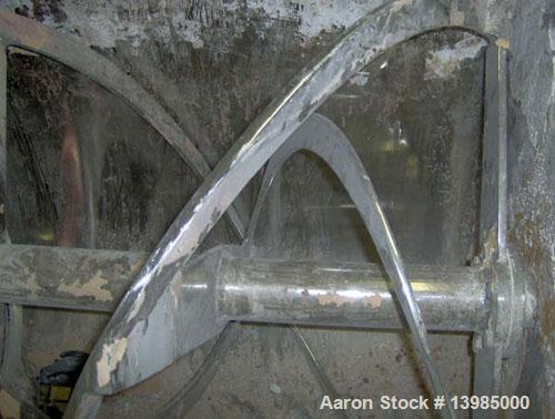 Used Aaron Process Equipment model IMB 35 double ribbon blender, 35 cubic feet. Trough constructed of stainless steel material on all product contact areas. All external stiffeners, ribs and supports...